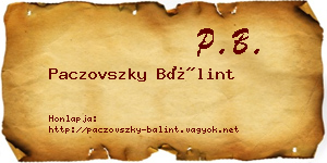 Paczovszky Bálint névjegykártya